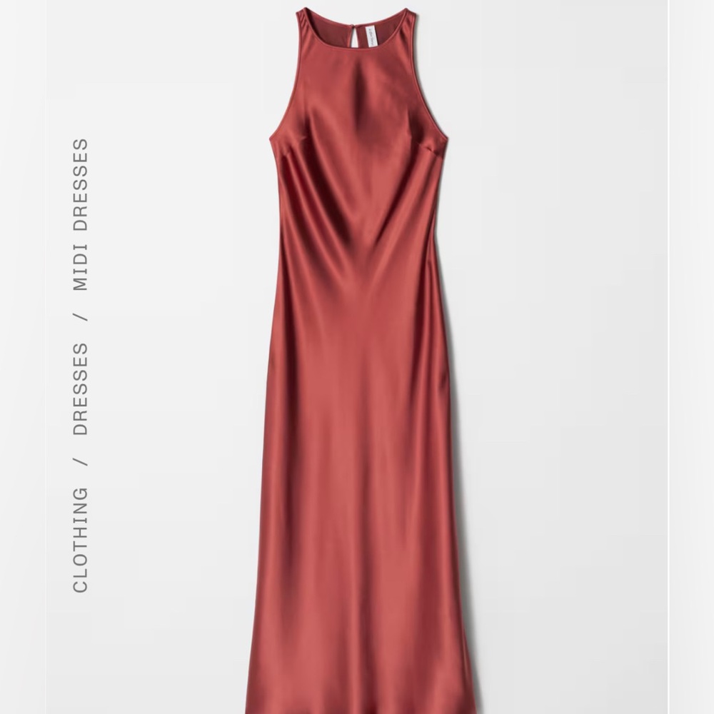 & other stories Satin Midi Dress in Warm Rust